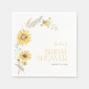 Elegant Boho Sunflower Botanical Bridal Shower Napkin