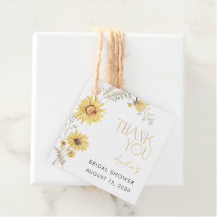 Elegant Boho Sunflower Bridal Shower Thank You Favour Tags