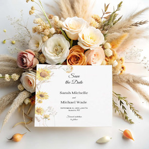 Elegant Boho sunflowers Save the Date Invite