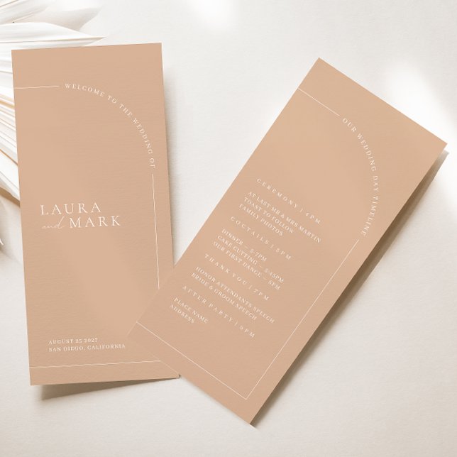 Elegant Boho Tan Minimal Wedding Ceremony Program (Creator Uploaded)