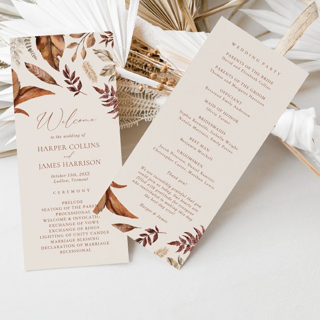Elegant Boho Terracotta Autumn Wedding Program (Creator Uploaded)