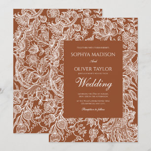 Elegant Boho Terracotta Botanical Garden Floral  Invitation