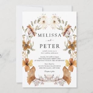 Elegant Boho Terracotta Floral Wildflower Wedding Invitation