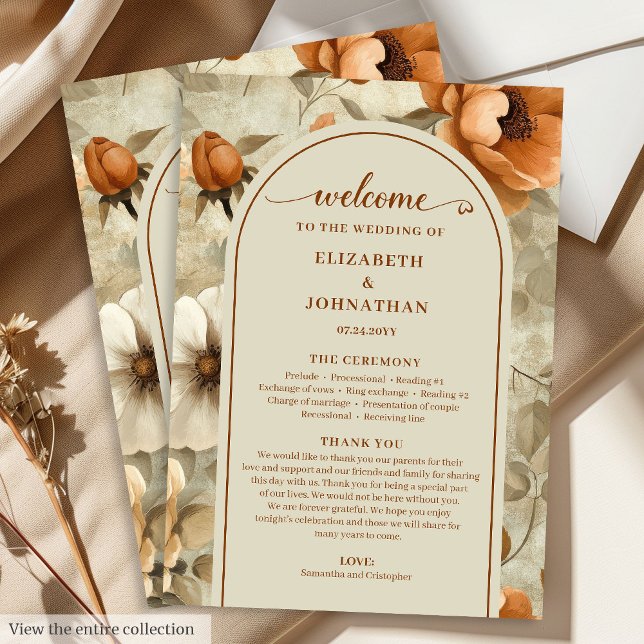 Elegant Boho Terracotta Ivory Sage Floral Wedding  Programme (Elegant Boho Terracotta Ivory Sage Floral Wedding Program

)
