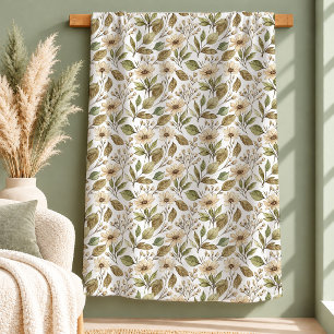 Elegant Boho Terracotta Rust Wild Flowers Blanket