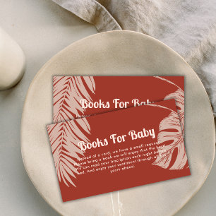Elegant Boho Tropical Leaves Books For Baby Shower Enclosure Card