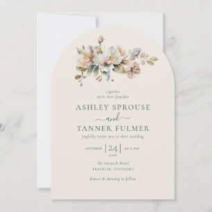 Elegant Boho Vintage Floral Botanical Arch Wedding Invitation