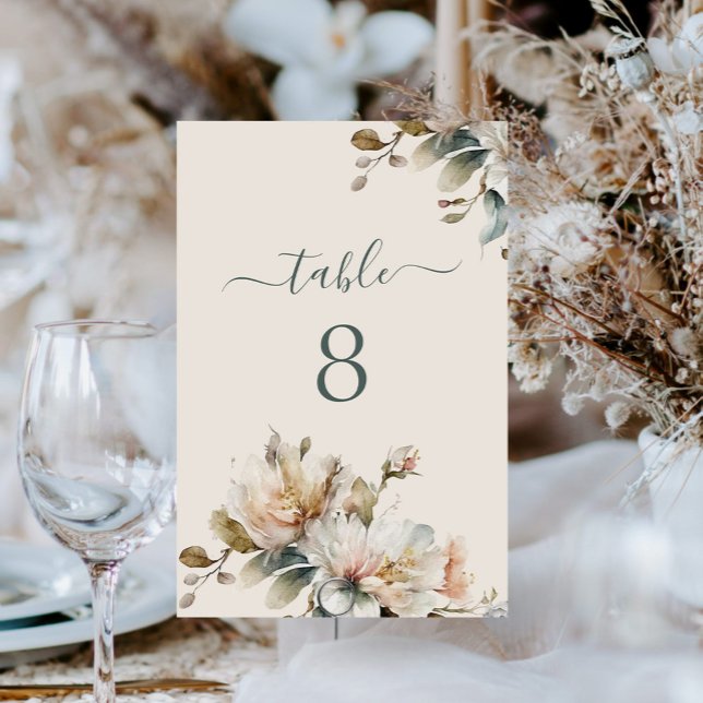 Elegant Boho Vintage Floral Wedding Table Number (Creator Uploaded)