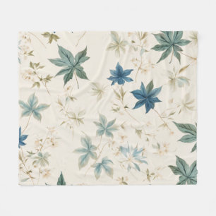 Elegant Boho Vintage Maple Leaves Floral Pattern Fleece Blanket