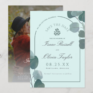 Elegant Boho Watercolor Eucalyptus Arch Photo Save The Date