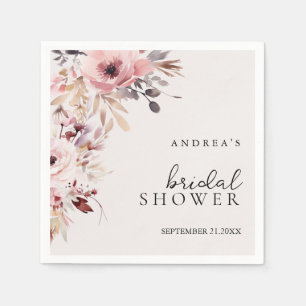 Elegant Boho Watercolor Floral Bridal Shower Napkin