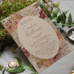 Elegant Boho Watercolor Floral Couples Baby Shower Invitation