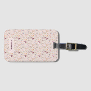 Elegant Boho Watercolor Flower Butterfly Monogram Luggage Tag