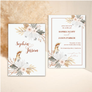 Elegant Boho Watercolor Flower Wedding  Invitation