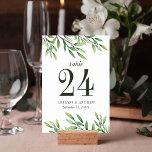 Elegant Boho Watercolor Greenery Wedding Table Number<br><div class="desc">Enjoy your botanical garden wedding with these boho wedding table cards. Elegant and modern greenery design featuring watercolor painted branches with foliage leaves at the top and bottom. These bohemian wedding table cards are perfect for a spring or summer outdoor, country or nature theme wedding. If you need help with...</div>