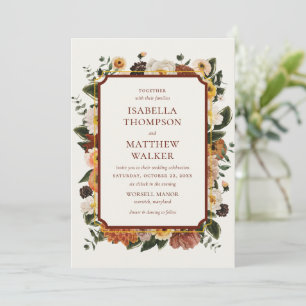 Elegant Boho Watercolor Wildflower Wedding Invitation