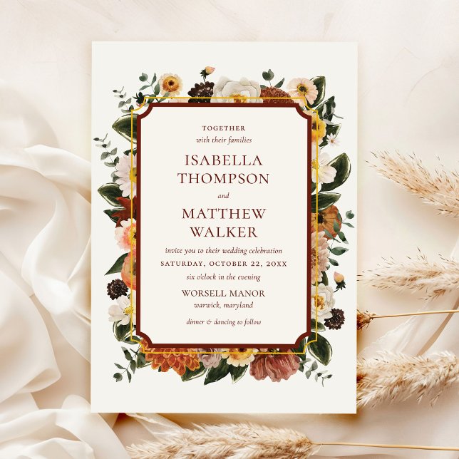 Elegant Boho Watercolor Wildflower Wedding Invitation (Creator Uploaded)