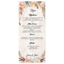 Elegant Boho Wedding Menu