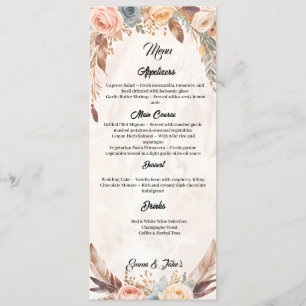 Elegant Boho Wedding Menu