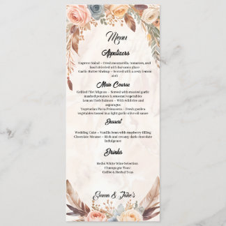 Elegant Boho Wedding Menu