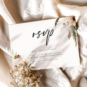 Elegant Boho Wedding QR Code RSVP Response Card