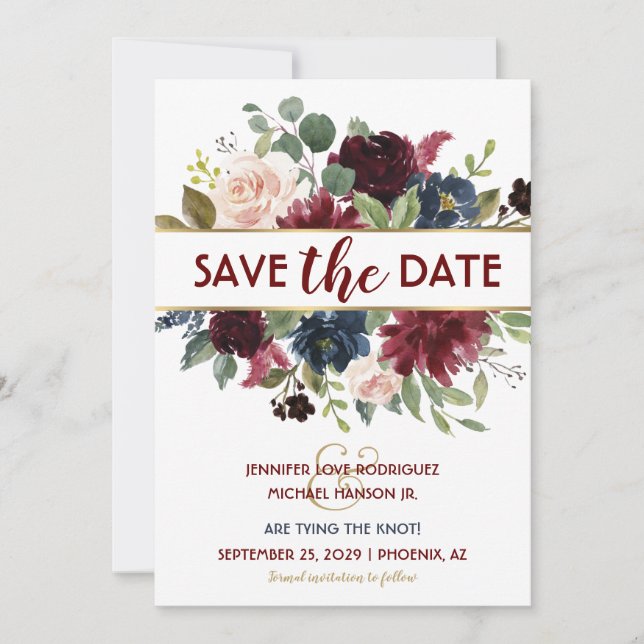 Elegant Boho Wedding Save the Date Invitation (Front)