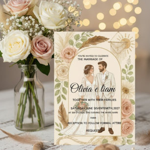Elegant Boho Wedding Stationery Suite - Olivia & L Card