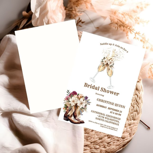 Elegant Boho Western Cowboy Bridal Shower Invitation (Creator Uploaded)