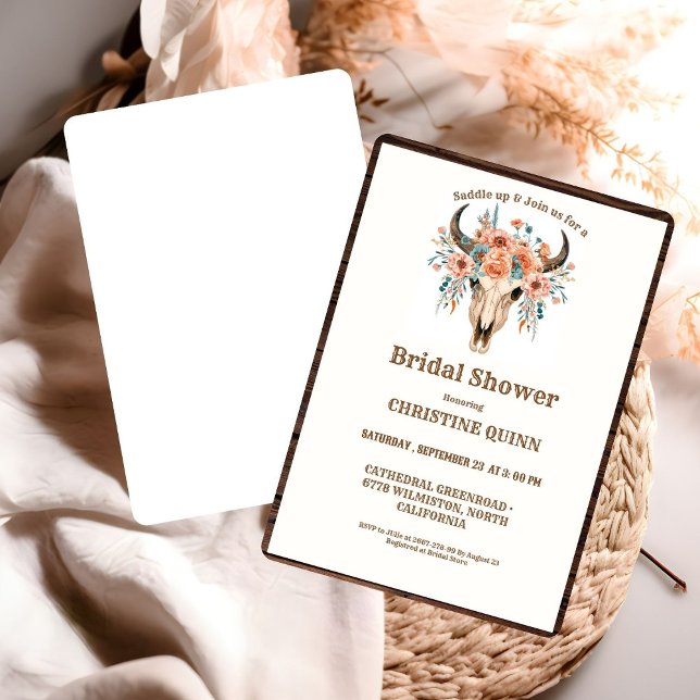 Elegant Boho Western Cowboy Bridal Shower Invitation (Creator Uploaded)