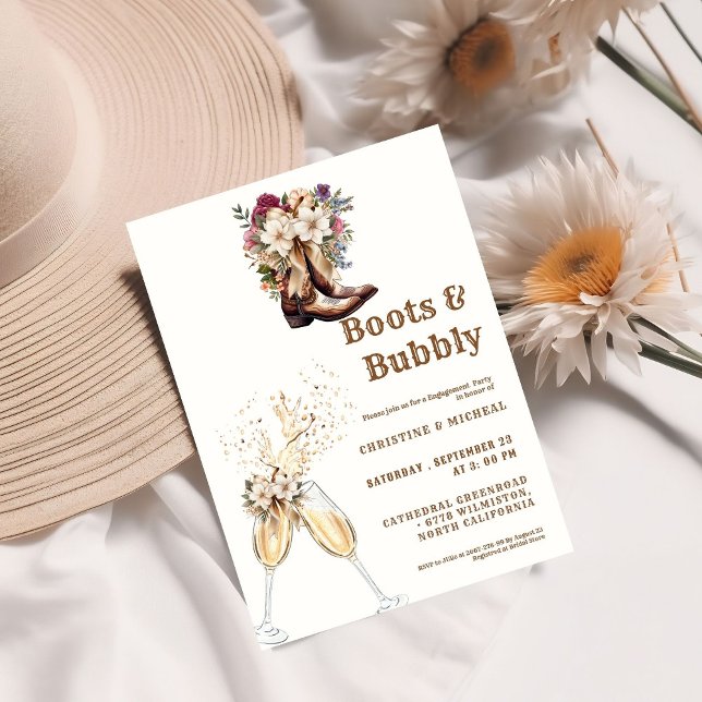 Elegant Boho Western Cowboy Engagement Party Invitation (Creator Uploaded)