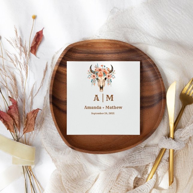 Elegant Boho Western Cowboy Wedding Napkin (Creator Uploaded)