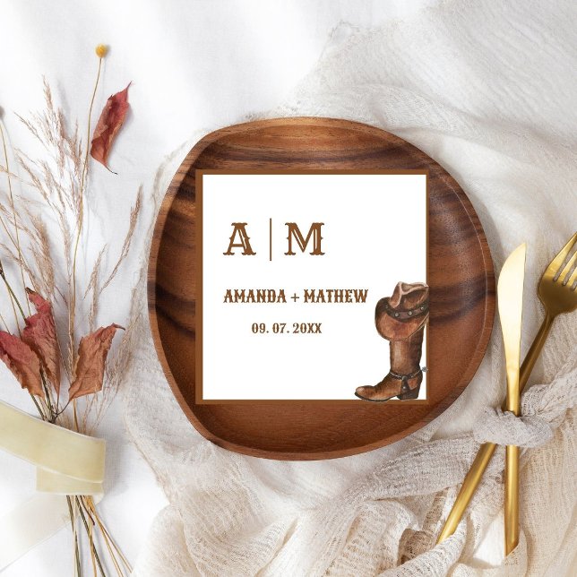 Elegant Boho Western Cowboy Wedding Thank you Napkin (Creator Uploaded)