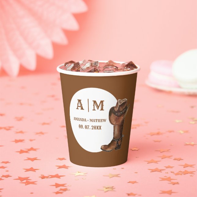 Elegant Boho Western Cowboy Wedding Thank you Paper Cups (Insitu)