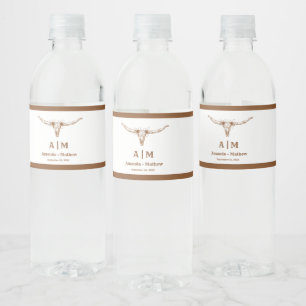 Elegant Boho Western Cowboy Wedding Water Bottle Label