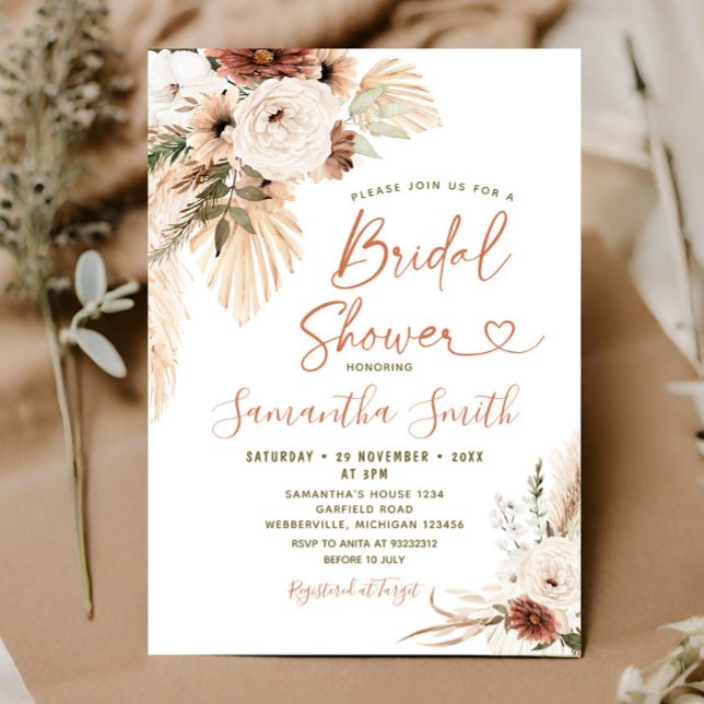 Elegant Boho White Floral Bridal Shower Invitation (Creator Uploaded)