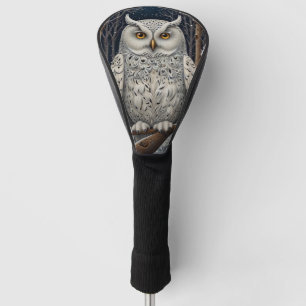 Elegant boho white owl woodland winter forest golf head cover