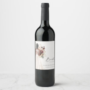 Elegant Boho White Wedding Gown Bridal Shower Wine Label