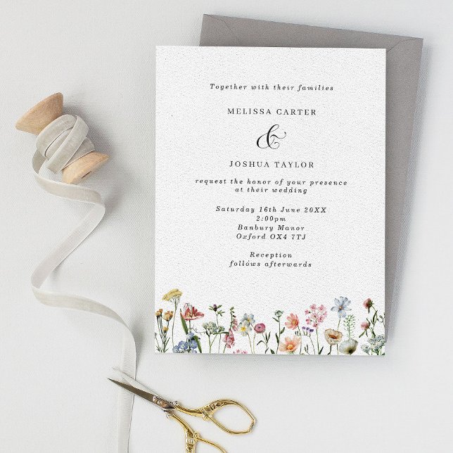 Elegant Boho Wild Flowers  Wedding Invitation (Creator Uploaded)