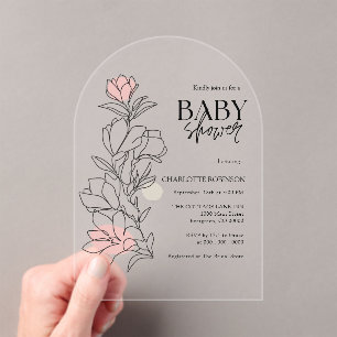 Elegant Boho Wildflower Baby Shower  Acrylic Invitations