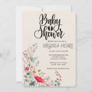 Elegant Boho Wildflower Baby Shower Invitation