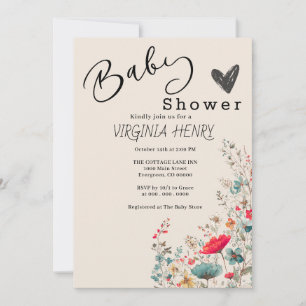 Elegant Boho Wildflower Baby Shower Invitation