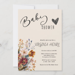 Elegant Boho Wildflower Baby Shower Invitation