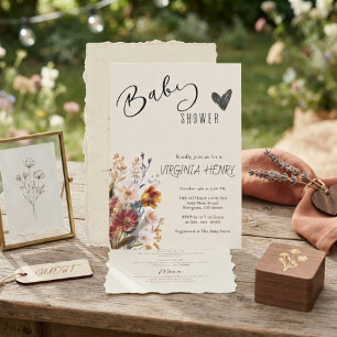 Elegant Boho Wildflower Baby Shower Invitation