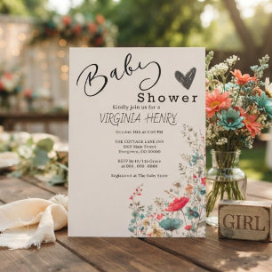Elegant Boho Wildflower Baby Shower Invitation