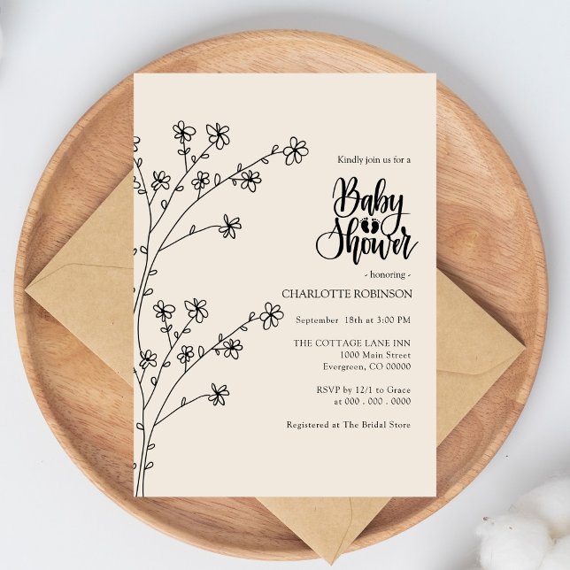 Elegant Boho Wildflower Baby Shower Invitation (Creator Uploaded)