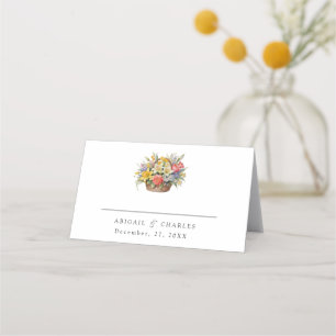 Elegant Boho  wildflower basket Place Card