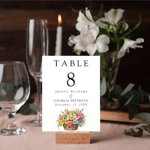 Elegant Boho Wildflower Bloom Table Number