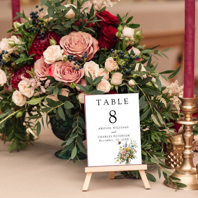 Elegant Boho Wildflower Bloom Table Number (Creator Uploaded)