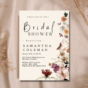 Elegant Boho Wildflower Blush Pastel Bridal Shower Invitation