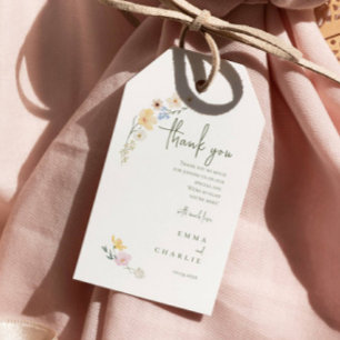 Elegant Boho wildflower Botanical  Script Wedding  Gift Tags
